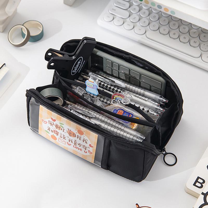 

Десятислойный пенал большой вместимости, минималистичный нишевый пенал, коробка для канцелярских принадлежностей, сумка для хранения, школьные и офисные принадлежности, канцелярские товары чёрный