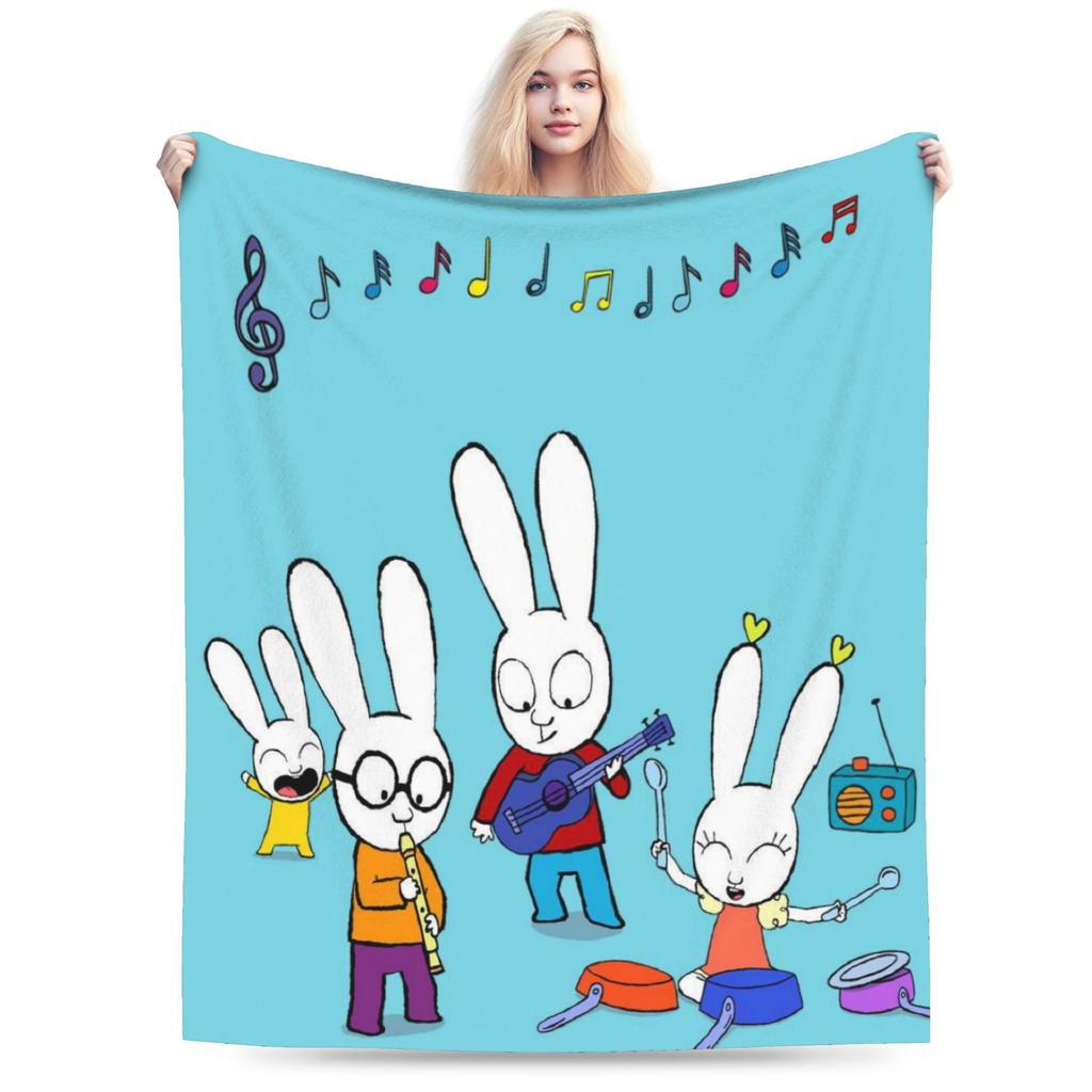 S-Simon Super Rabbit Super Soft Blanket For Couch Bed Trend Throw Blanket Winter Travel Car Flannel Bedspread