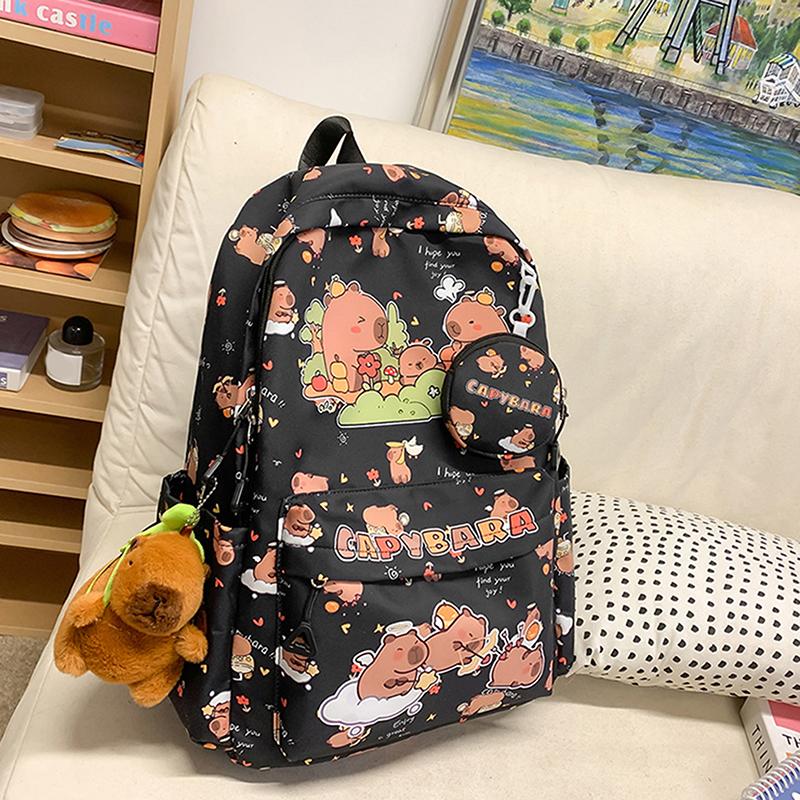 Cartoon Capybara Backpack For Girls Boys Student Teenager Children Rucksack Cute Casual Lightweight School Bags Kids Gifts