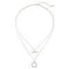 Double Layer Geometric Metal Necklace with OT Buckle - High-End Fashion Accessory