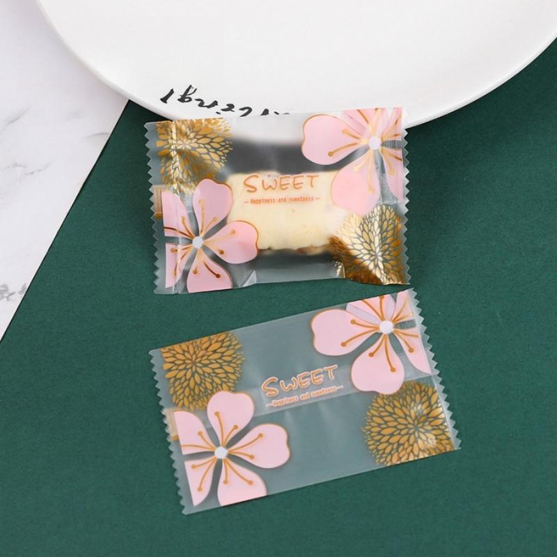 100pcsSakura Cookie Packaging Bags Kitchen Baking Candy Chocolate Soft Candy Cookie Machine Seal Packaging Bags