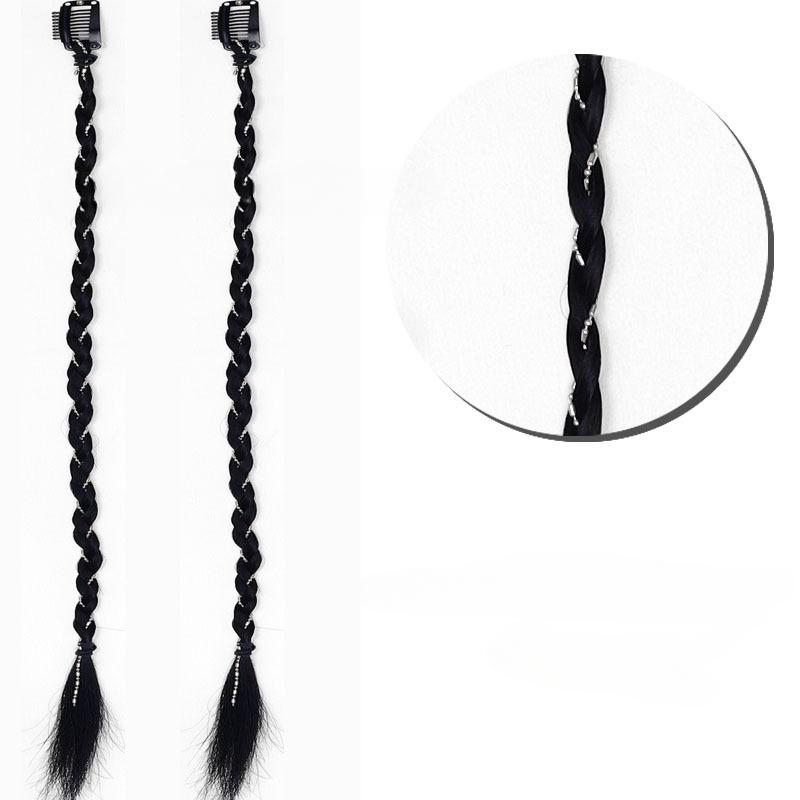 2 stücke Synthetische Perücke Zöpfe mit Clip Haar Zopf Haarverlängerungen Zubehör Ringe Dreadlocks Hip-Hop Haar Seil Lametta