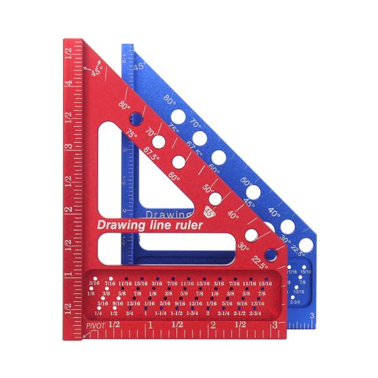 3D Multi-Angle Measuring Ruler High Precision Aluminum Alloy Triangle Ruler with 6-Hole Design Positioning