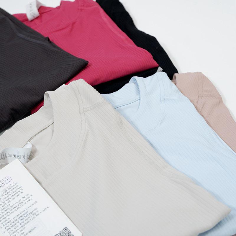Women's Ribbed Nylon Yoga T-Shirt - Loose, Comfortable, and Casual for Fitness and Outdoor Activities