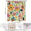 Vibrant Floral Pattern Waterproof Shower Curtain For Bathroom Decor, Adding A Splash Of Color And Modern Style To Your Space
