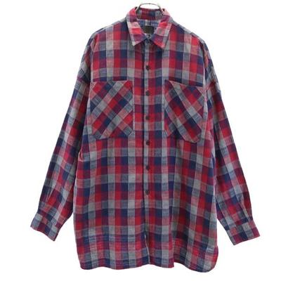 Danke Schon Linen Blend Cotton Check Pattern Long Sleeve Long Shirt F Men's Used