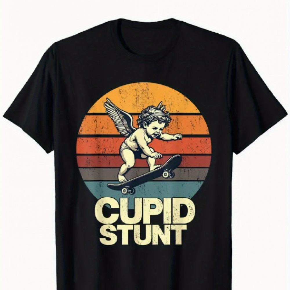 

CUPID STUNT printed Tshirt with Retro and Humorous Theme Loose and Comfortable Short Sleeved Trendy Womens Tshirt S