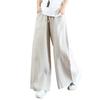 Casual Women Solid Color Wide Leg Pants High Waist Pockets Loose Long Trousers