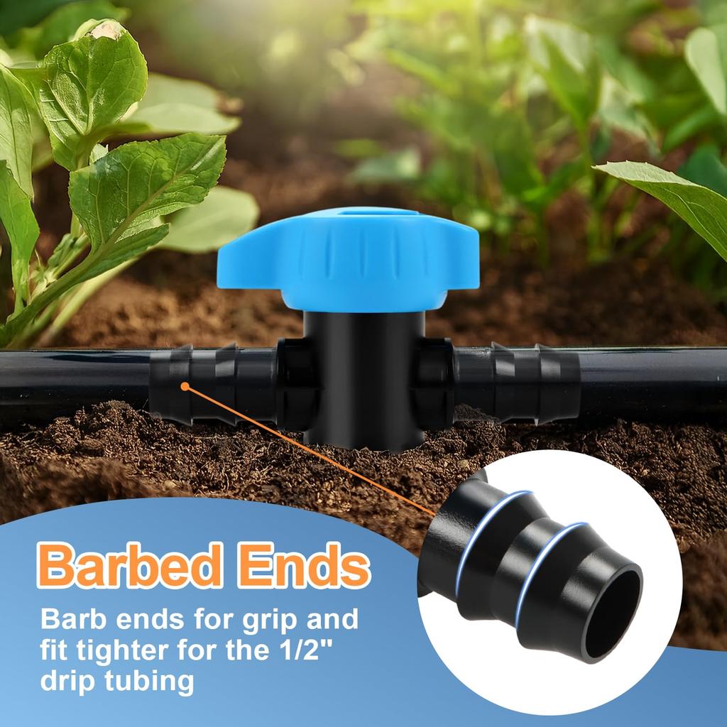 12 barbed drip irrigation globe valve fittings for 1/2 inch 16mm drip irrigation pipe Blue