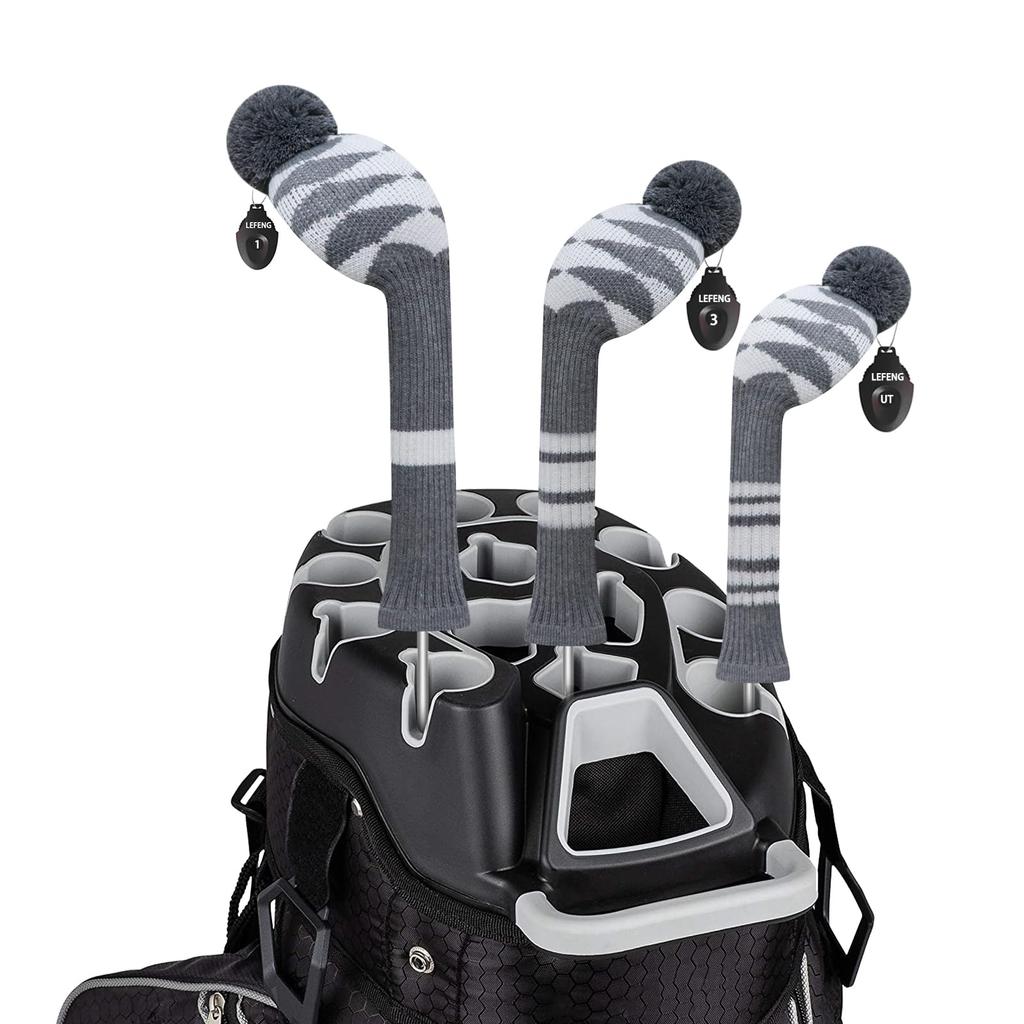 LeFeng Knit Golf Headcover for Driver Wood Hybrid with Pom