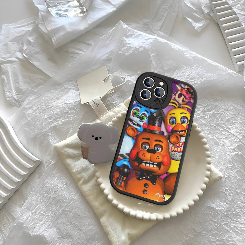 Amine Fnaf Five-nights-At-Freddys Phone Case For IPhone 16 15 14 11 12 13 Pro Max Plus Back Leather Shell