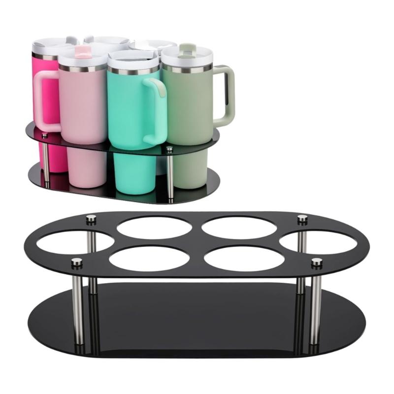 Space Efficient Acrylic Bottle Storage Stand Secure Holder for Cups Kitchen Office Travel Portable Organizers Solution
