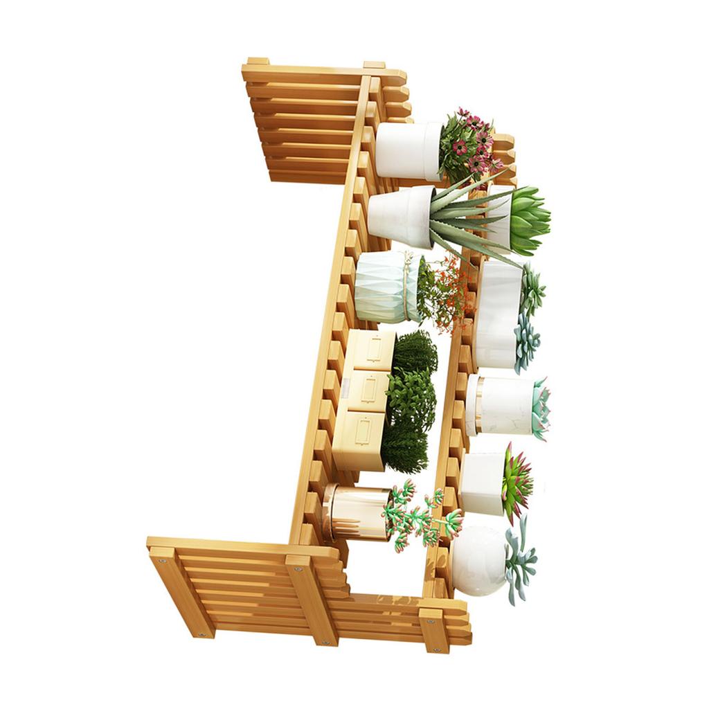Table Top Bamboo Plant Stand Desktop Flower Shelf Rack for Indoor Outdoor Home Patio Lawn Garden Balcony