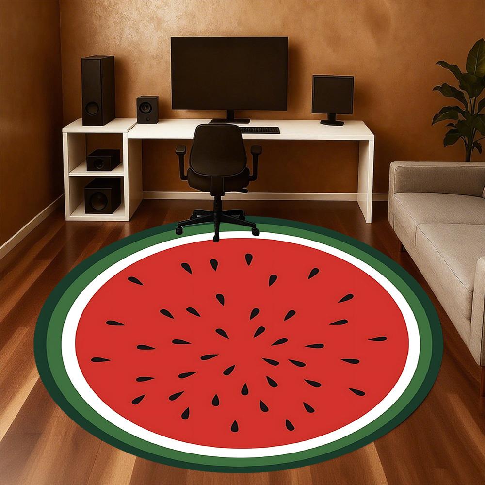 1 szt. Mata na krzesło okrągła arbuzowa Dywanik - Antypoślizgowy, Mata podłogowa do biura, sypialni i dekoracji wnętrz c1125130