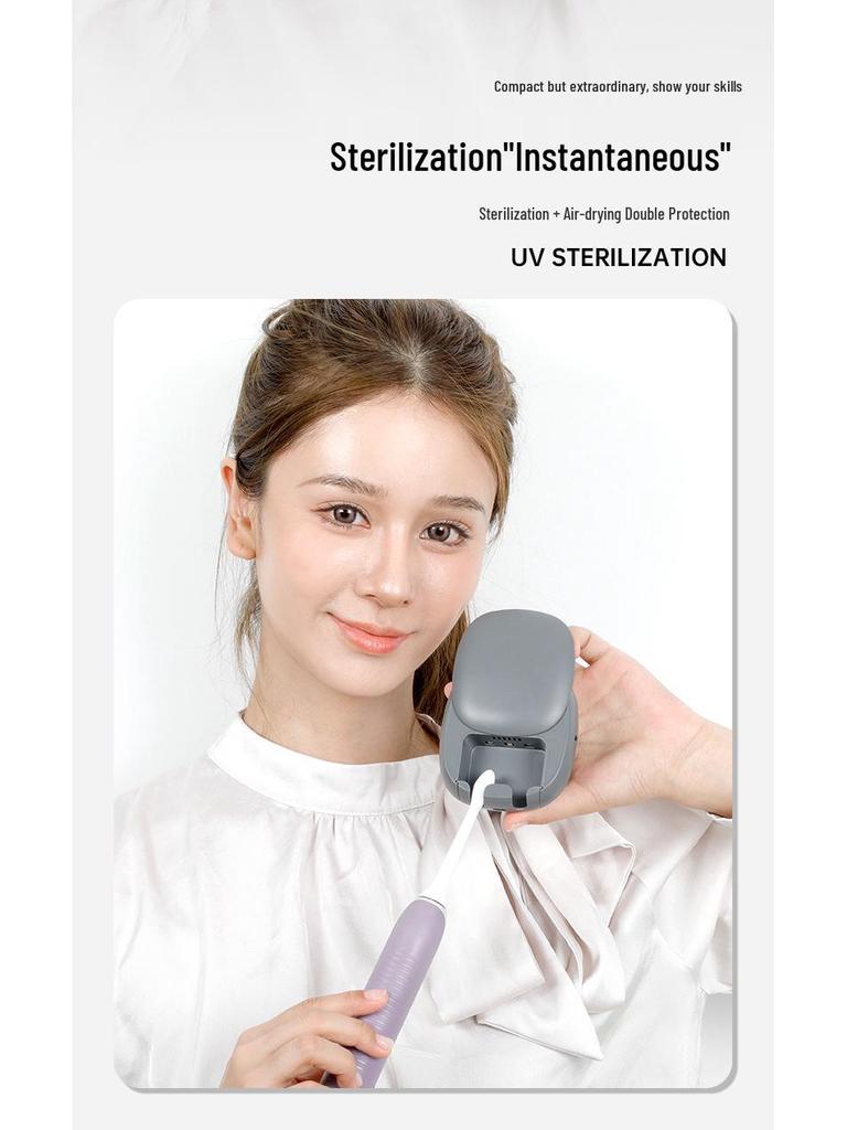 Punch-Free Wall-Mounted UVC Toothbrush Sterilizer and Dryer Holder