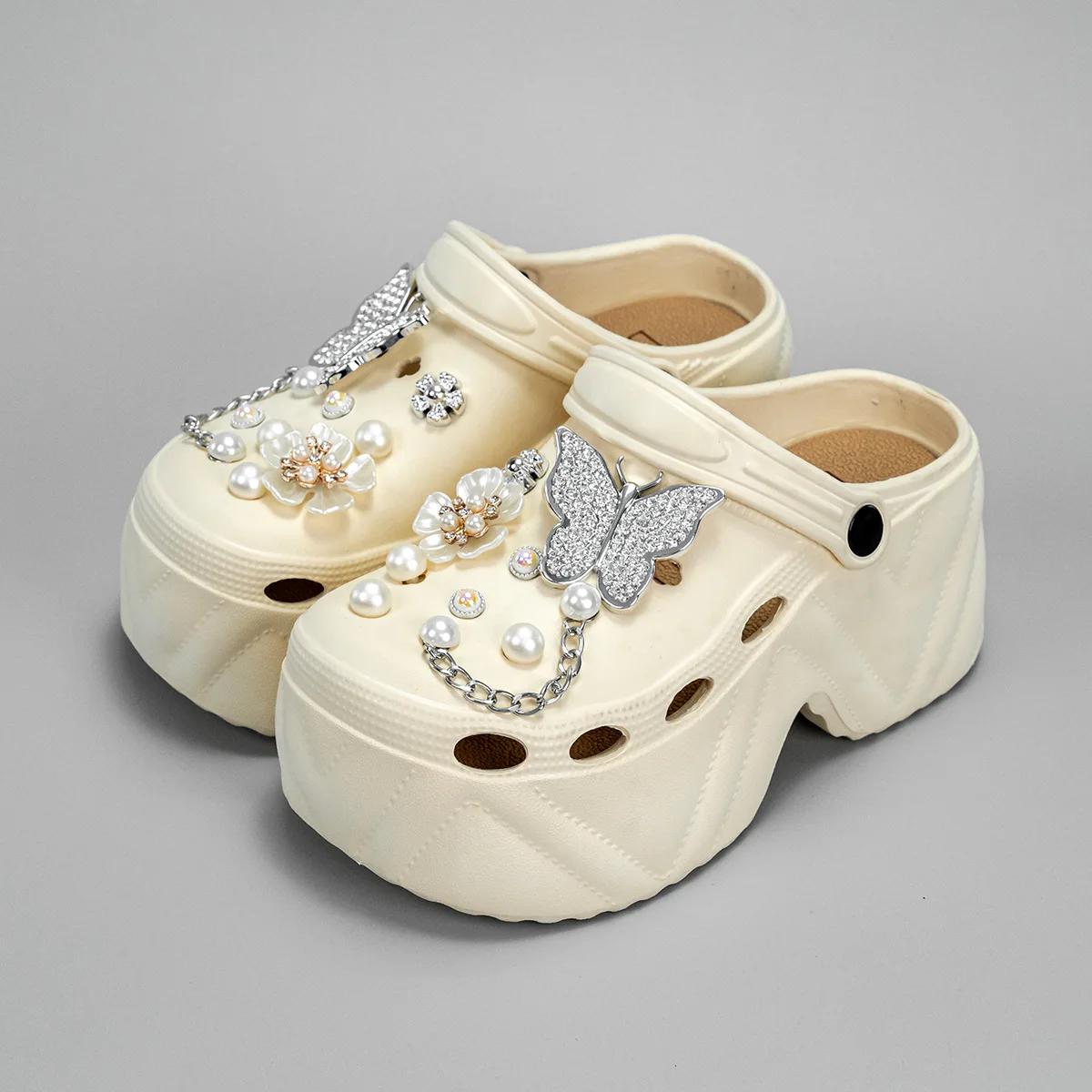 

Женские босоножки на танкетке, летние тапочки, закрытый носок, короткие туфли на платформе, толстая подошва, нескользящие женские тапочки 9 см 34-35 светло-желтого