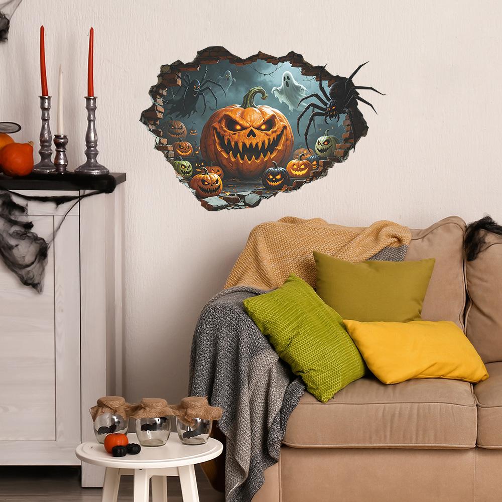 Creative Hole Halloween Pumpkin Ghost Bedroom Living Room Home Wall Decoration Beautification Stickers