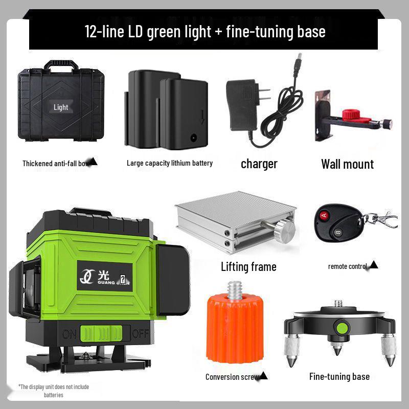 High-Precision 12/16-Line Green Laser Level with Strong Light Auto-Leveling for Walls and Floors