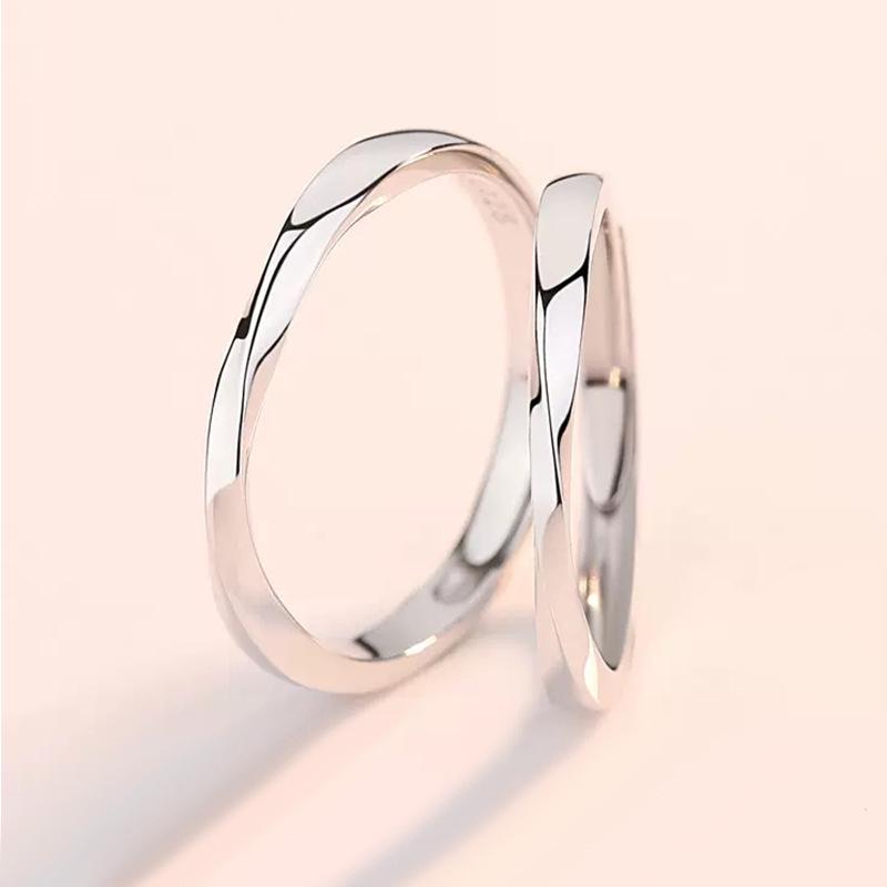 S925 Sterling Silver Möbius Strip Couple Rings - Niche Design Wedding Bands, Perfect Christmas Gift for Him and Her