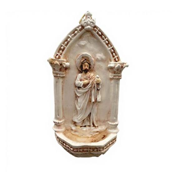 Jesus Holy Water Font Home Office Entrance Jesus Sculpture Wall Hanging Catholic Resin Decoration Religious Ornament Christmas Gift