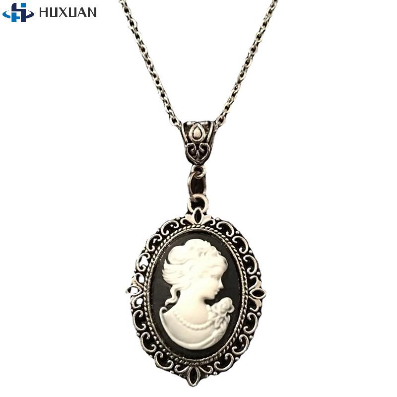 1 Stück Beauty Cameo Halskette Gothic Schmuck Vintage Viktorianisch Geschnitztes Schönheits-Amulett Choker Für Frauen Mädchen