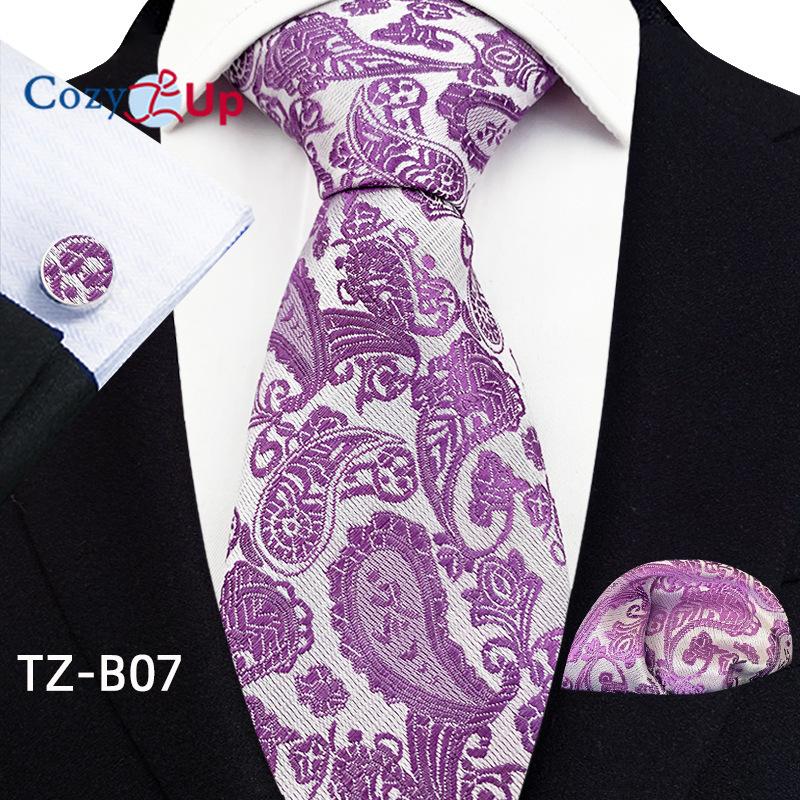 Cozy Up Three-piece Set Paisley Fashion Business Men's Tie Includes Tie Cufflinks Handkerchief