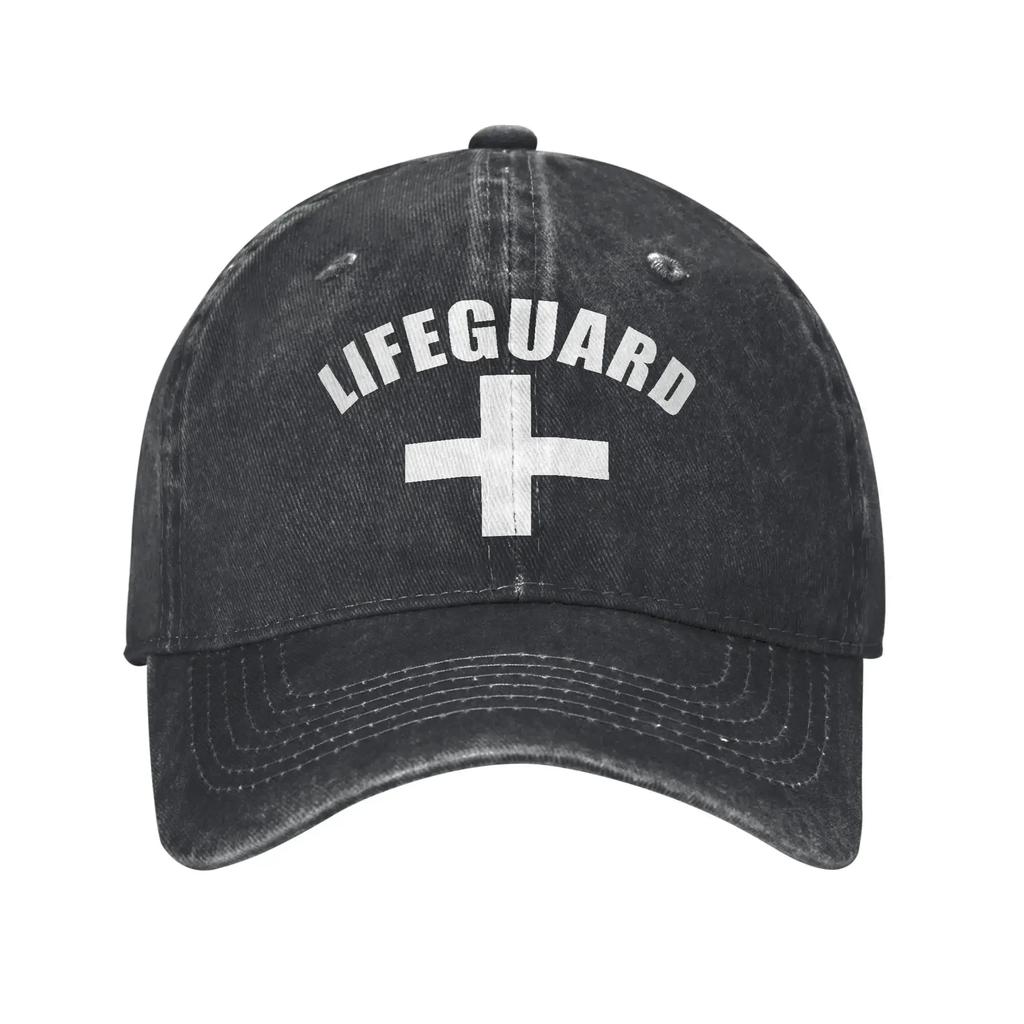 Lifeguard Cross Logo Print Caps for Men Women Cotton Trucker Hat Daily Wear Baseball Cap Adjustable
