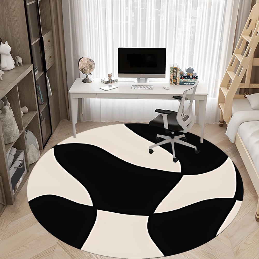 1pc Soccer Ball Office Round Area Rug, Indoor Mat Suitable For Office, Under Office Chairs Bedroom Living Room Home Decor, Room Deco