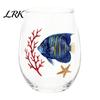 Küstendesign Tumbler Handgefertigter Glasbecher, Einzigartiger Aufdruck mit Meerestier-Motiv für Eiskaffee Cocktails Bar Tumbler, Dekorative Glasware Nautisch