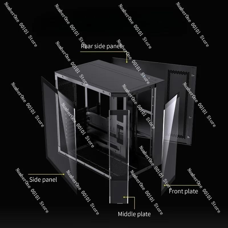 Curved Sea View Room ATX Case, 360° Water-cooled Tempered Glass, E-sports Internet Cafe Hosts, Gaming Desktop Case
