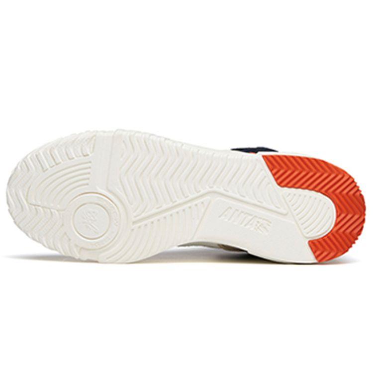 Anta Leather Plush Wear-Resistant Shock Absorption Mid-Top Sneakers Men Sneakers White Blue Orange 112148902-1