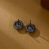 Copper Plated Real Gold Zircon Stud Earrings Round Geometric Ear Jewelry Daily Neutral