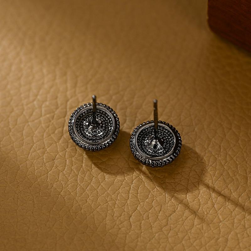 Copper Plated Real Gold Zircon Stud Earrings Round Geometric Ear Jewelry Daily Neutral