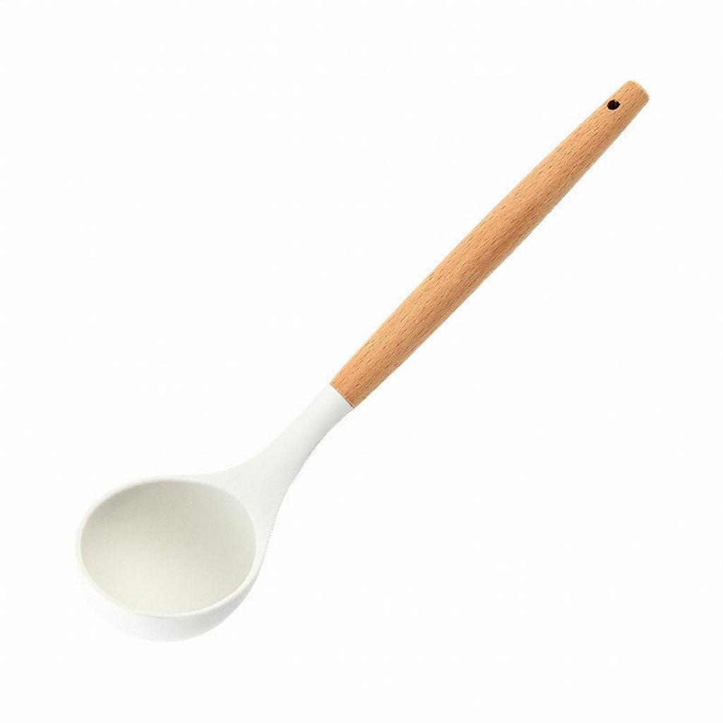 Silicone Turner with Beech Wood Handle Heat-Resistant Utensil Non-Scratch