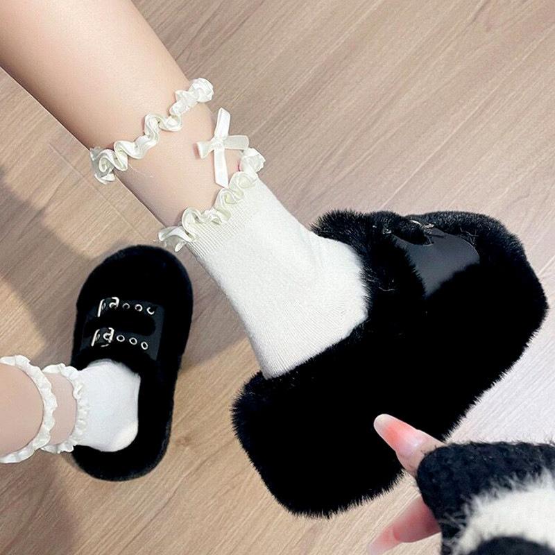 7 cm niche design thick-soled fluffy slippers for women to wear 2025 autumn and winter new bag head plush cotton shoes
