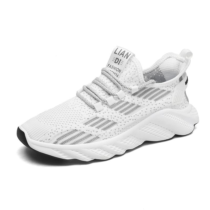 new breathable mesh surface student casual sports shoes men fly woven lightweight running shoes non-slip soft sole