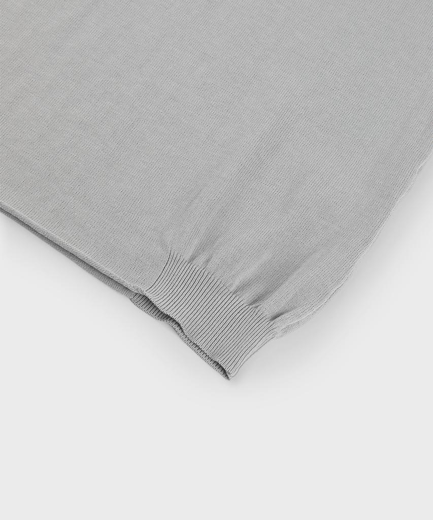 PANICALE Grey Herringbone Cotton Short Sleeve Polo Knit