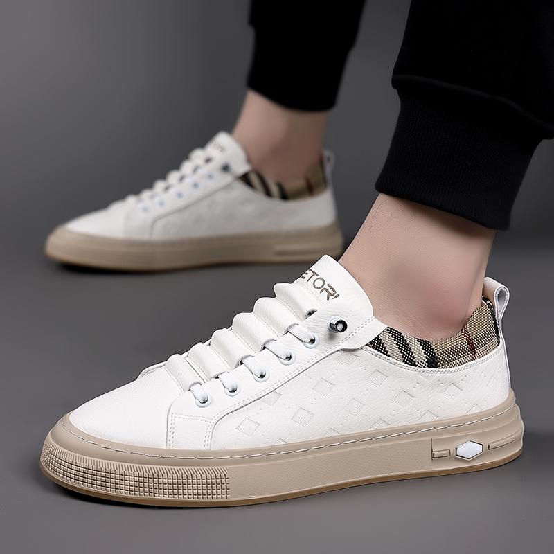 Fashion Leather Fashion Vulcanize Footwear Men Lace-Up Male Comfortable Walking Shoe All-match Skate Shoes Men Antiskid Mens Sneakers