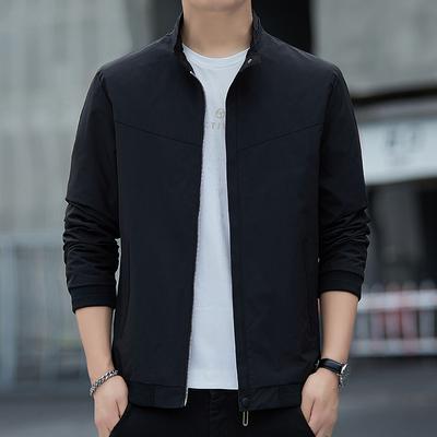 Men's Spring and Autumn Business Casual Solid Color Stand-Up Collar Loose Versatile Fashion Fat Fat Jacket