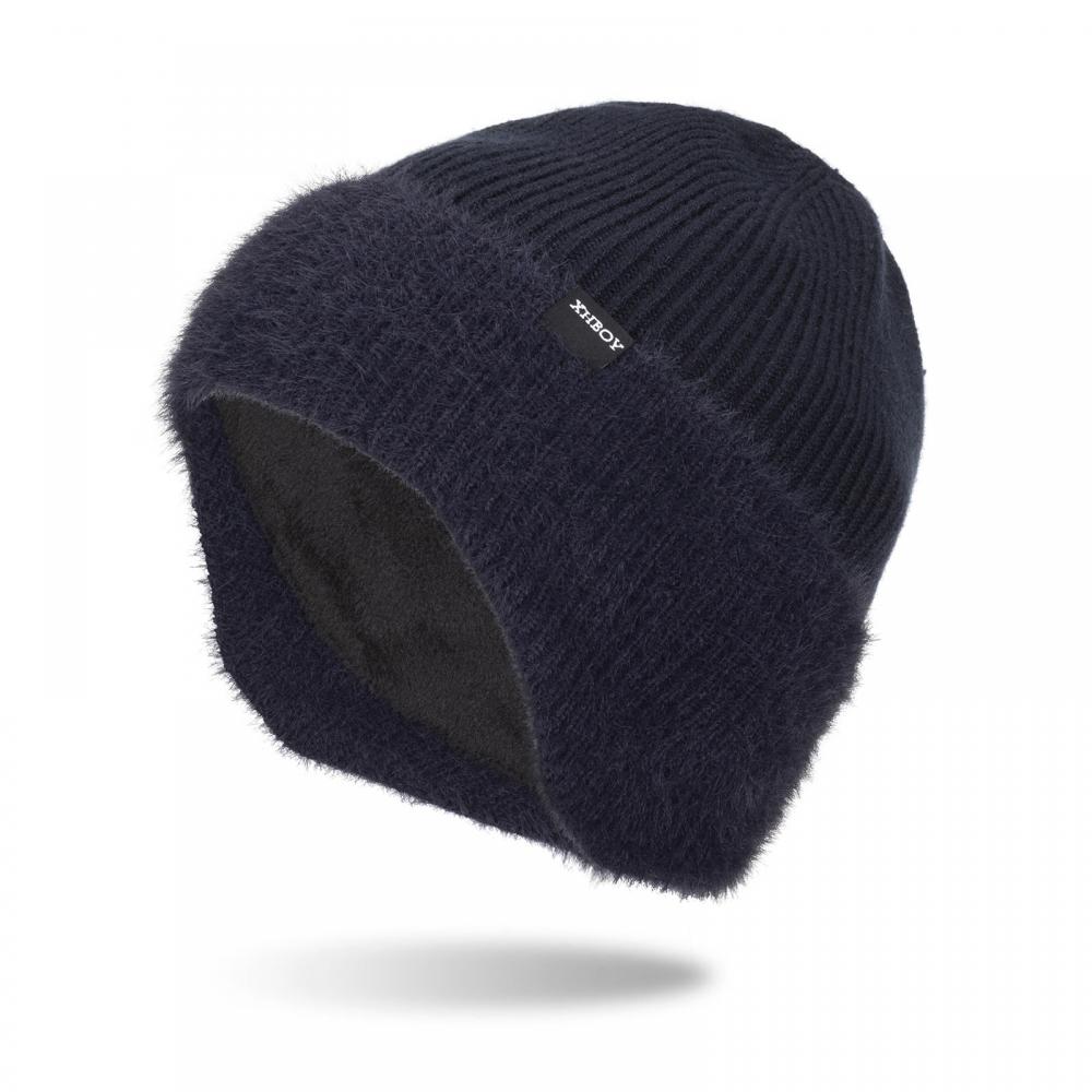 Knitted Wool Hat Winter Thick Pullover Sleeve Cap Men's Outdoor Hat Ski Cap Skullies Beanies