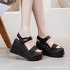 Wear One-character Woven Sandals In the Summer of 2025, the New Women's Velcro Platform Open-toed Sandals Trend