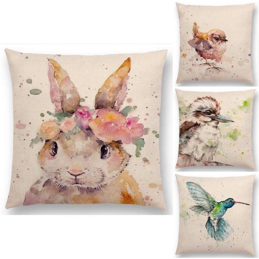 Exquisite Watercolor Lion Flowers Butterfly Lane Bird Wren Cushion Cover Ideal For Stylish Homes