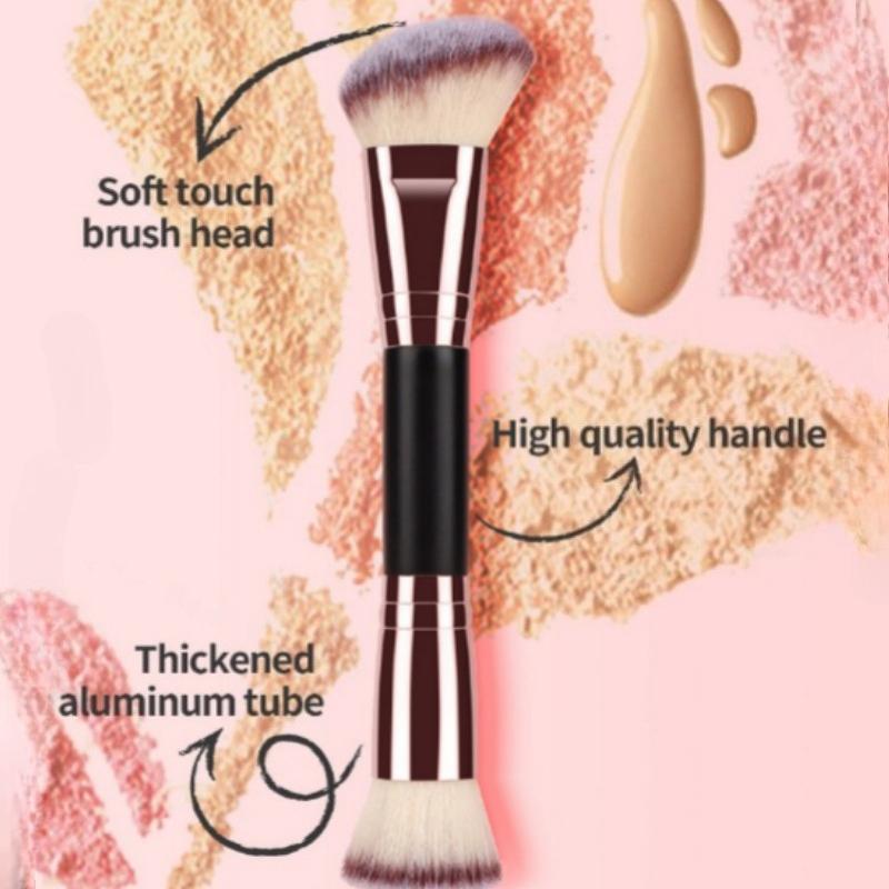 

1PCDвусторонняя кисть для румян, тональная кисть, одинарная для контуринга и загара, мягкая нейлоновая щетина, без отдушек, стик для макияжа для всех типов кожи розового золота