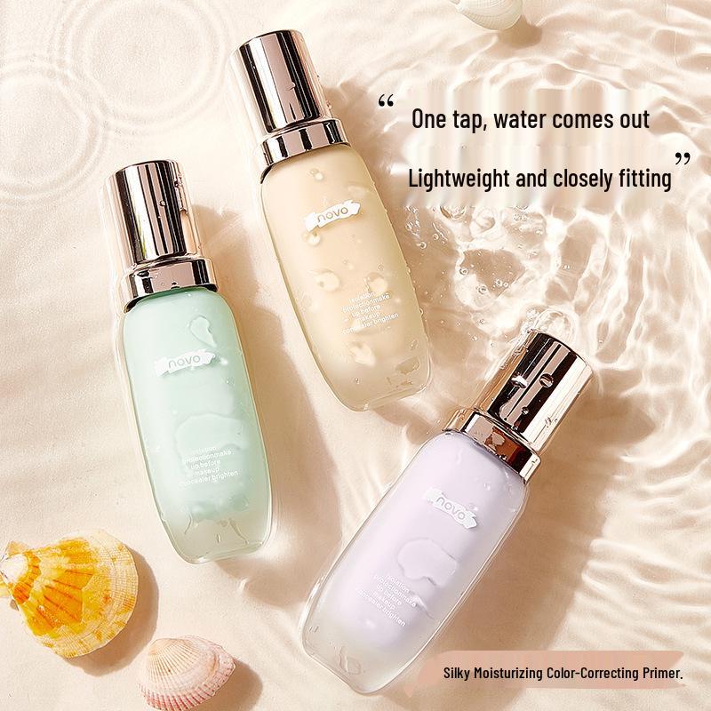 NOVO Silky Hydrating CC Primer for Dry Skin – Creamy Makeup Base for Oil Control & Brightening.