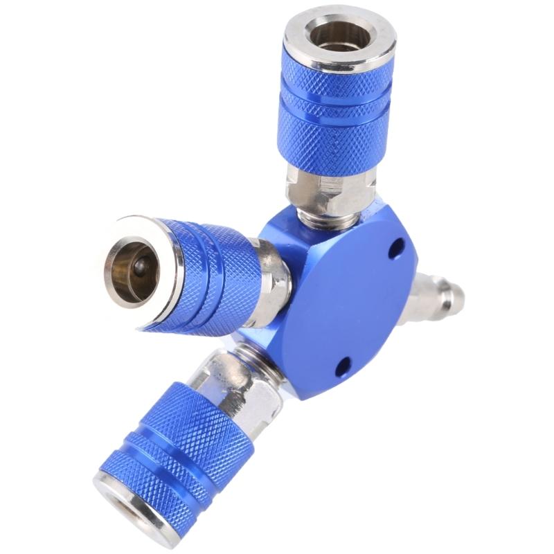 Air Splitter 3-Way Manifold with 3Pcs Industrial Coupler Plug Air Compressor Hose Accessories Quick Connector Fittings