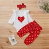3PCS Newborn Baby Girl Clothes Set Love Heart Long Sleeve Romper+Pant+Headband Fashion Outfits for Toddler Girl 0-18 Months