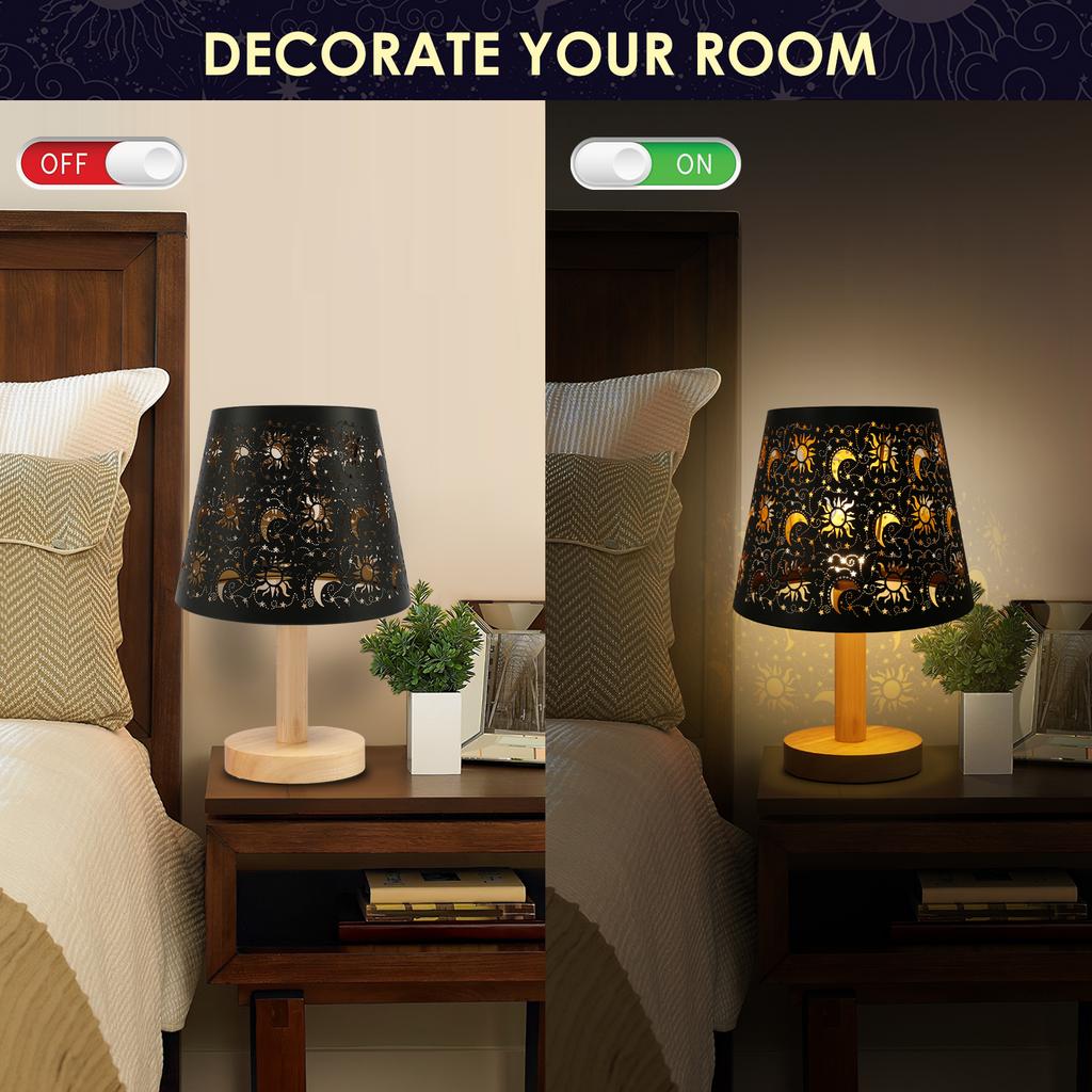 2Pcs Metal Table Lamp Shade Sun Moon Star Pattern Hollow Out Iron Lampshade Cover for Table Lamps Small Chandeliers Wall Lamps