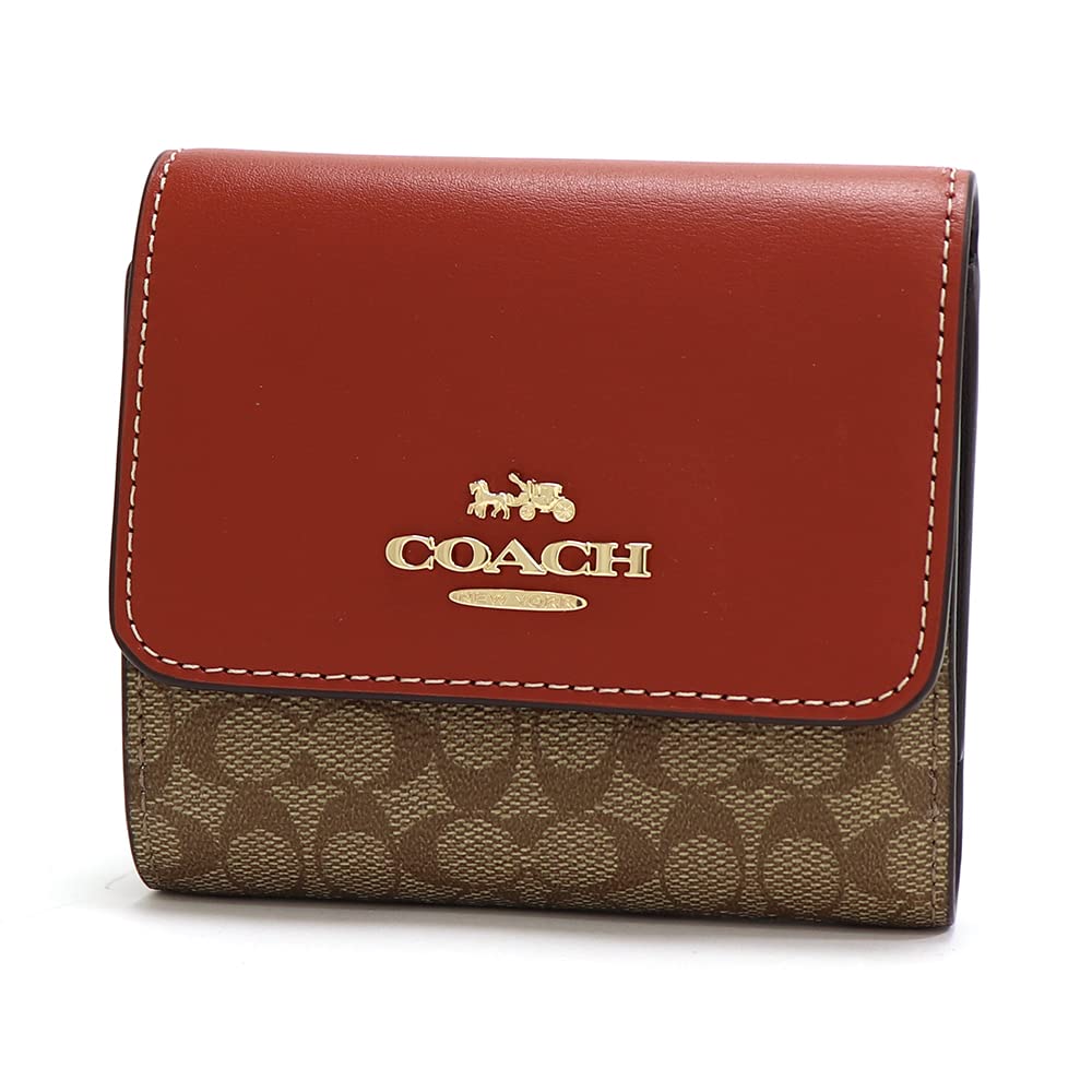 Coach Khaki and CF369 IMS4L Women's Tri-fold Wallet, Terracotta, [Used]