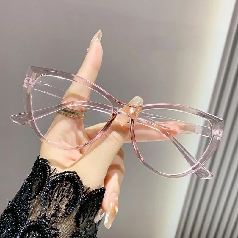 New Cat Eye Women's Fashion Myopia Glasses Retro Anti Blue Light Glasses Ultra Light Unisex Transparenr Computer Eyewear