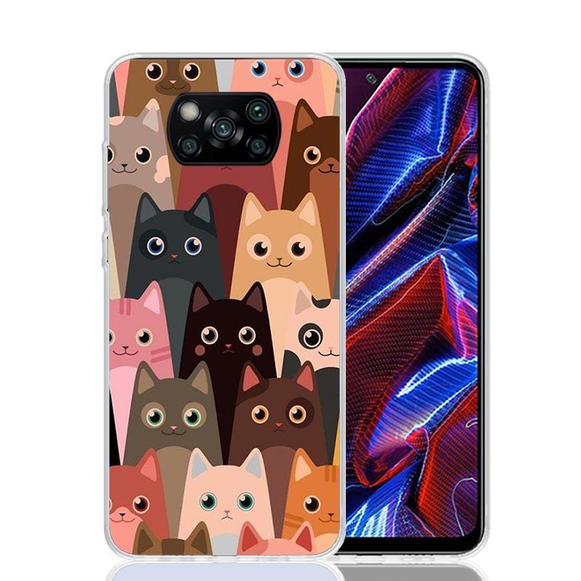 

Cartoon Cute Cats Background Case Phone Cover for Xiaomi Poco X3 Nfc X5 X6 X7 X4 Gt F6 F5 Pro F4 F3 M5S M5 M4 M3 5G Trend Fundas Xiaomi Poco F5